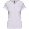 T-shirt femme col V stretch en coton élasthanne, 160 g/m²