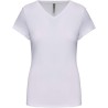 T-shirt femme col V stretch en coton élasthanne, 160 g/m²