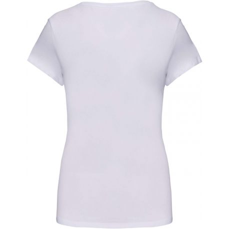 T-shirt femme col V stretch en coton élasthanne, 160 g/m²