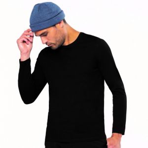 T-shirt homme manches longues stretch en coton élasthanne, 160 g/m²