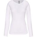 T-shirt femme manches longues stretch en coton élasthanne, 160 g/m²