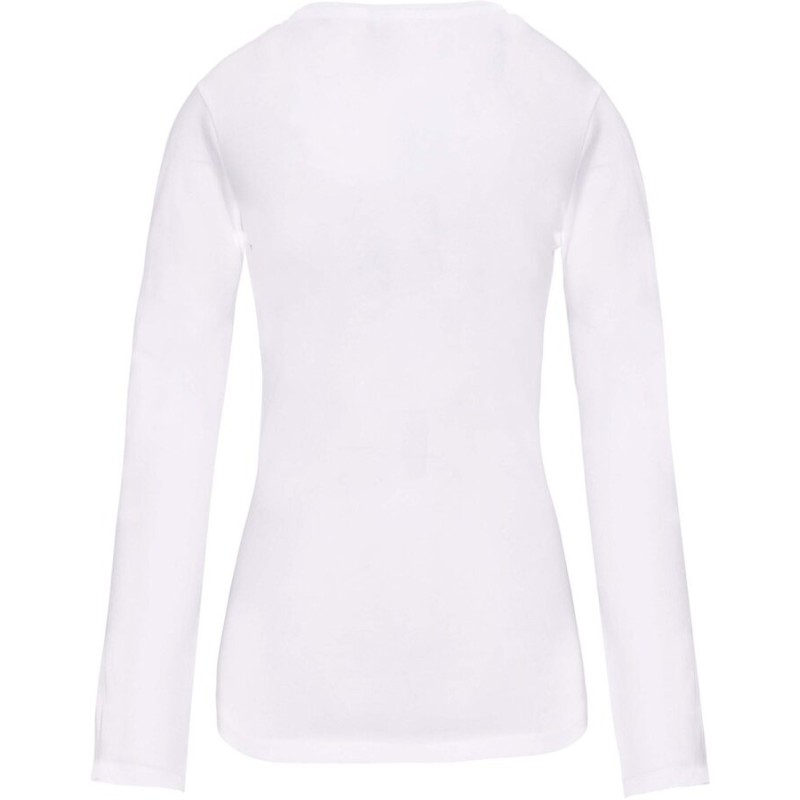 T-shirt femme manches longues stretch en coton élasthanne, 160 g/m²