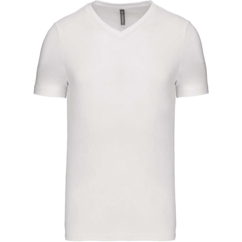 T-shirt homme col V en coton peigné lavé aux enzymes, 180 g/m²