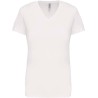 T-shirt femme col V en coton peigné lavé aux enzymes, 180 g/m²