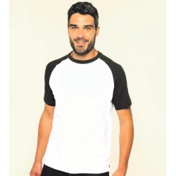 T-shirt baseball bicolore manches courtes, 165 g/m²