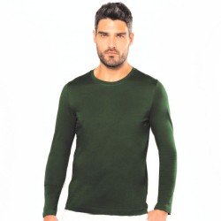 T-shirt homme manches longues en coton lavé aux enzymes, 180 g/m²