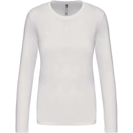 T-shirt femme manches longues en coton lavé aux enzymes, 180 g/m²