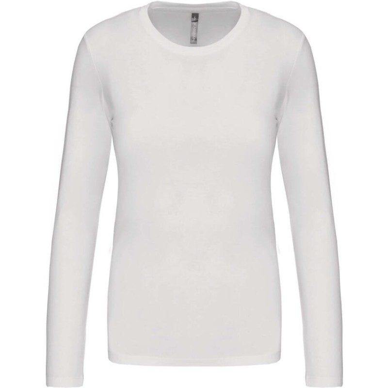 T-shirt femme manches longues en coton lavé aux enzymes, 180 g/m²