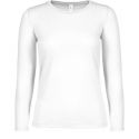 T-shirt épais femme manches longues en coton col rond, 185 g/m²
