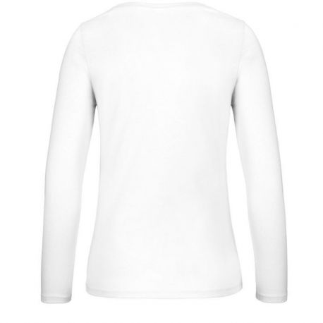 T-shirt épais femme manches longues en coton col rond, 185 g/m²