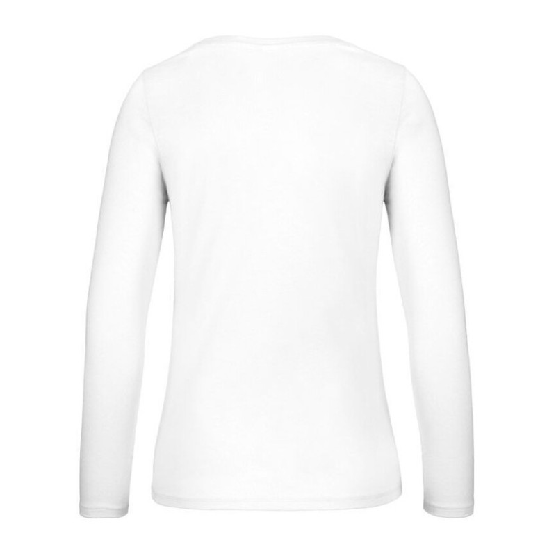 T-shirt épais femme manches longues en coton col rond, 185 g/m²