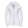 Sweat femme zippé à capuche doublée, accès MP3, 280 g/m²