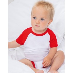 Body bébé baseball manches courtes à boutons-pression, 160 g/m²