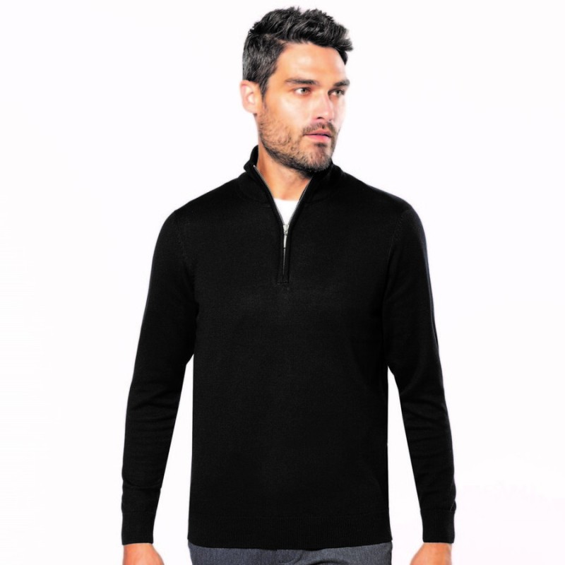 Pull ajusté avec col cheminé 1/4 zip, 290 g/m²