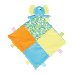 Doudou plat éléphant multicolore pour bébé, conforme norme EN71