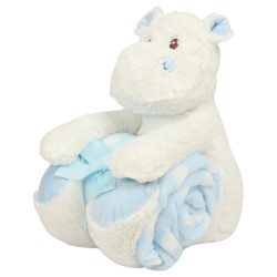 Peluche hippopotame avec couverture en velours intégrée