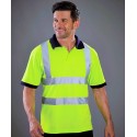 Polo fluo de sécurité manches courtes avec bandes réfléchissantes