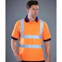 Polo fluo de sécurité manches courtes avec bandes réfléchissantes