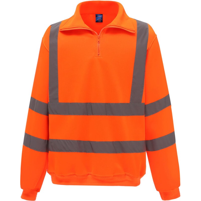 Sweat-shirt de sécurité Hi-Vis, col en zip et bandes réfléchissantes