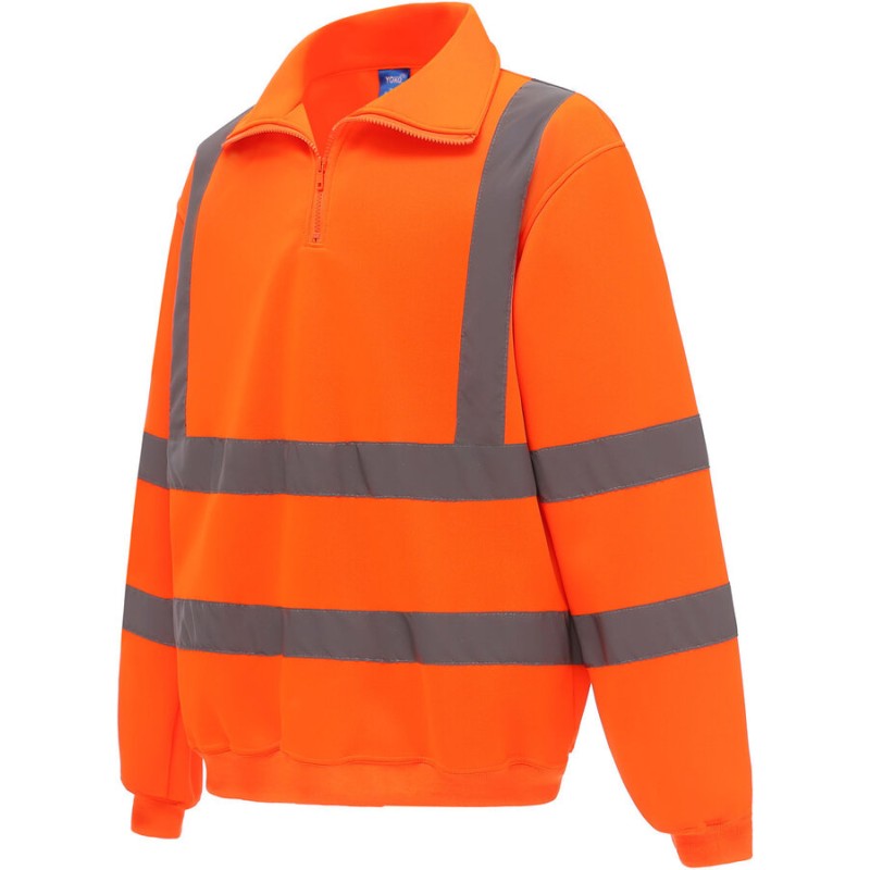 Sweat-shirt de sécurité Hi-Vis, col en zip et bandes réfléchissantes