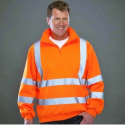 Sweat-shirt de sécurité Hi-Vis, col en zip et bandes réfléchissantes