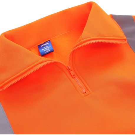 Sweat-shirt de sécurité Hi-Vis, col en zip et bandes réfléchissantes