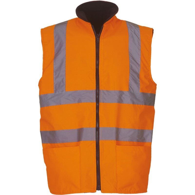 Bodywarmer de sécurité Hi-Vis réversible avec intérieur polaire chaud