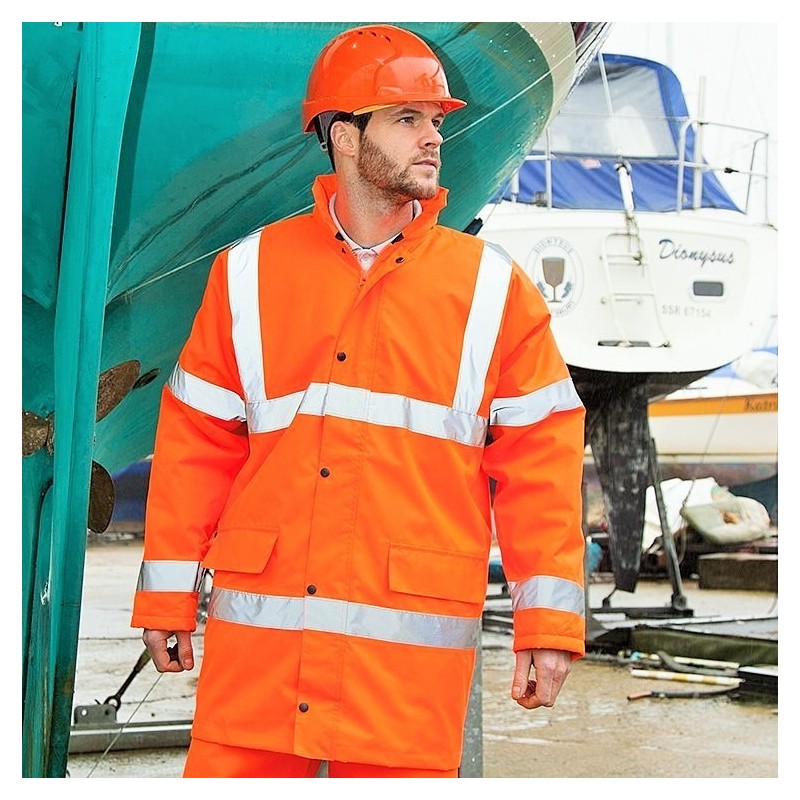 Veste parka de sécurité haute visibilité, coupe-vent et imperméable