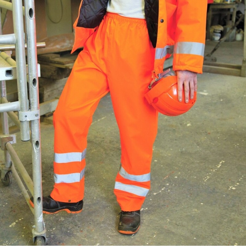 Pantalon de pluie haute visibilité imperméable, taille élastique