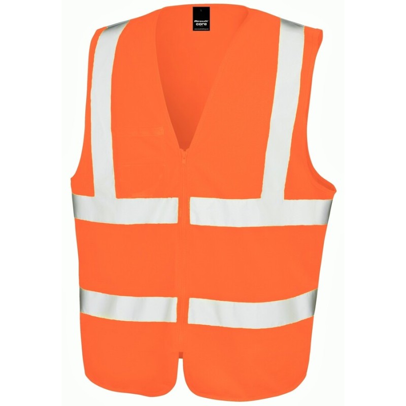 Gilet de sécurité Hi-Vis fermeture éclair, bandes réfléchissantes