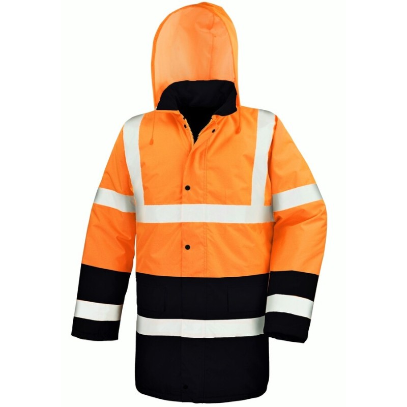 Veste de sécurité coupe-vent et imperméable avec capuche pliable