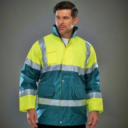 Veste parka bicolore haute visibilité coupe-vent et imperméable