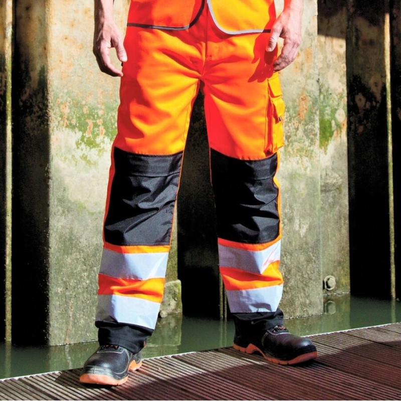 Pantalon de sécurité haute visibilité multi-poches et genouillères