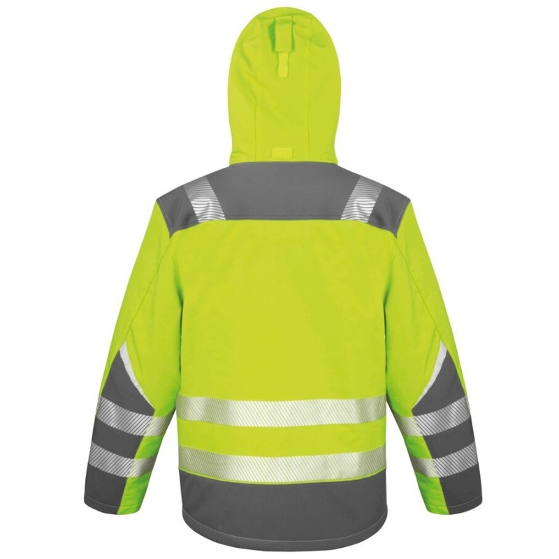 Veste softshell 3 couches de sécurité haute visibilité avec capuche