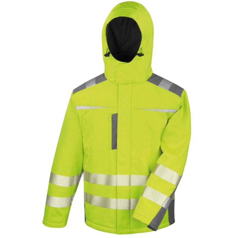 Veste softshell 3 couches de sécurité haute visibilité avec capuche