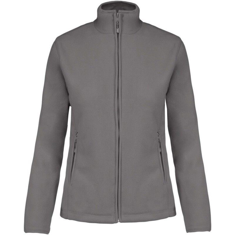 Veste micropolaire femme zippée sans capuche, 2 poches zippées