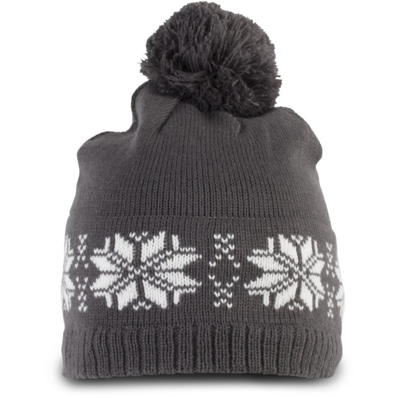 Bonnet d'hiver tricoté motif étoile, doublure micropolaire