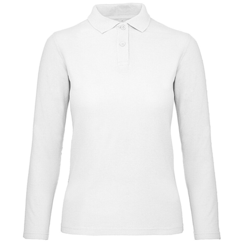 Polo femme manches longues pas cher en coton, 180 g/m²