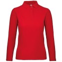 Polo femme manches longues pas cher en coton, 180 g/m²