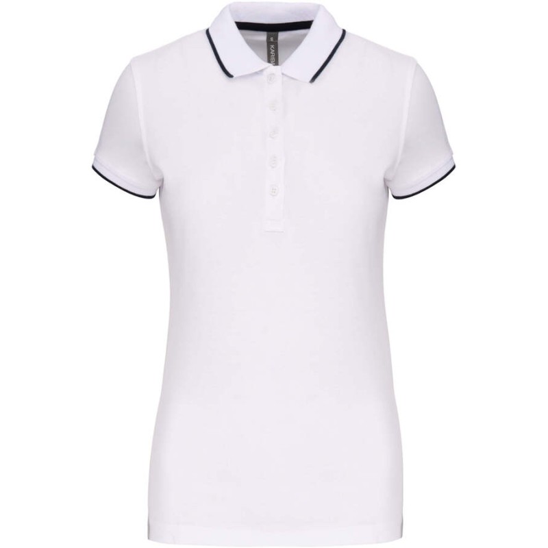 Polo femme en coton avec liseré sur le col et les manches, 220 g/m²