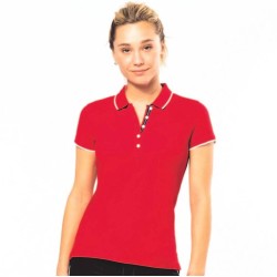 Polo femme en coton avec liseré sur le col et les manches, 220 g/m²