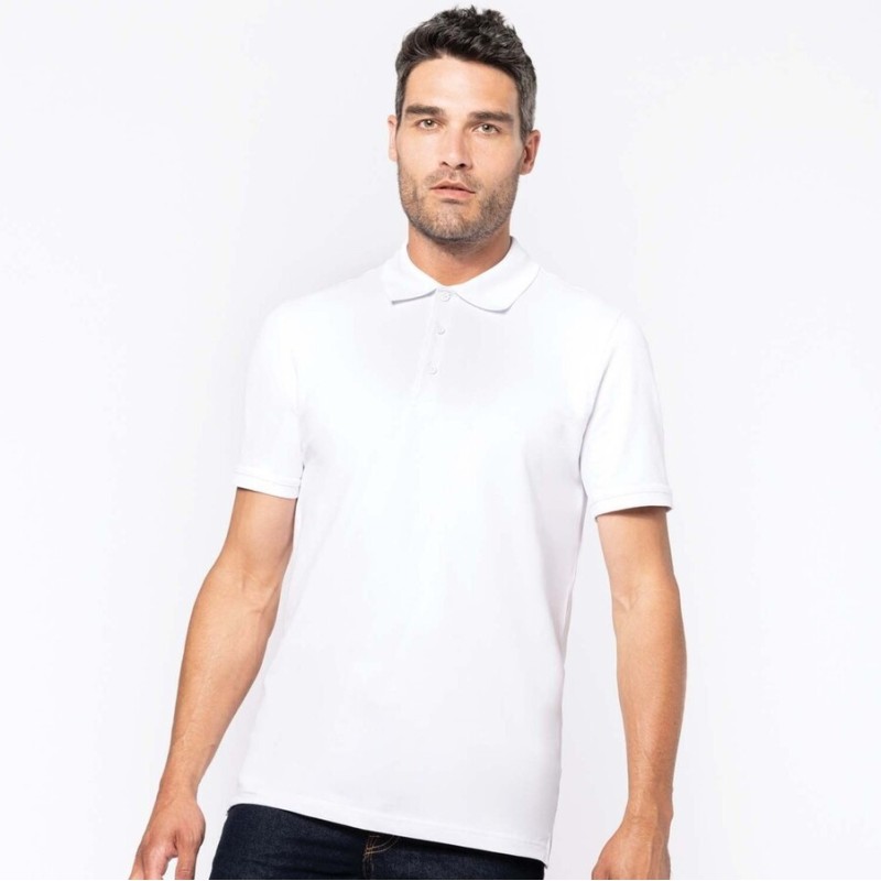 Polo homme manches courtes en coton piqué et élasthanne, 220 g/m²