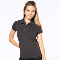 Polo femme manches courtes en coton piqué et élasthanne, 220 g/m²