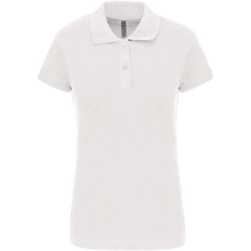 Polo femme manches courtes en coton piqué et élasthanne, 220 g/m²