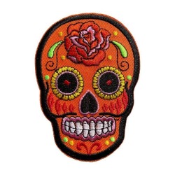 Patch brodé thermocollant tête de mort mexicaine CALAVERA