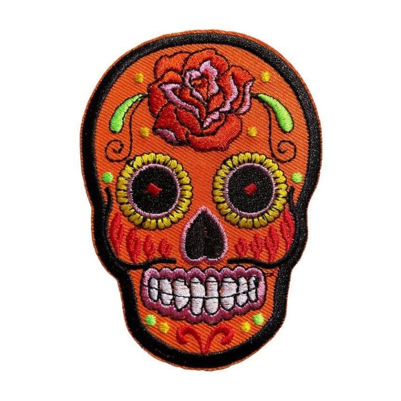 Patch brodé thermocollant tête de mort mexicaine CALAVERA