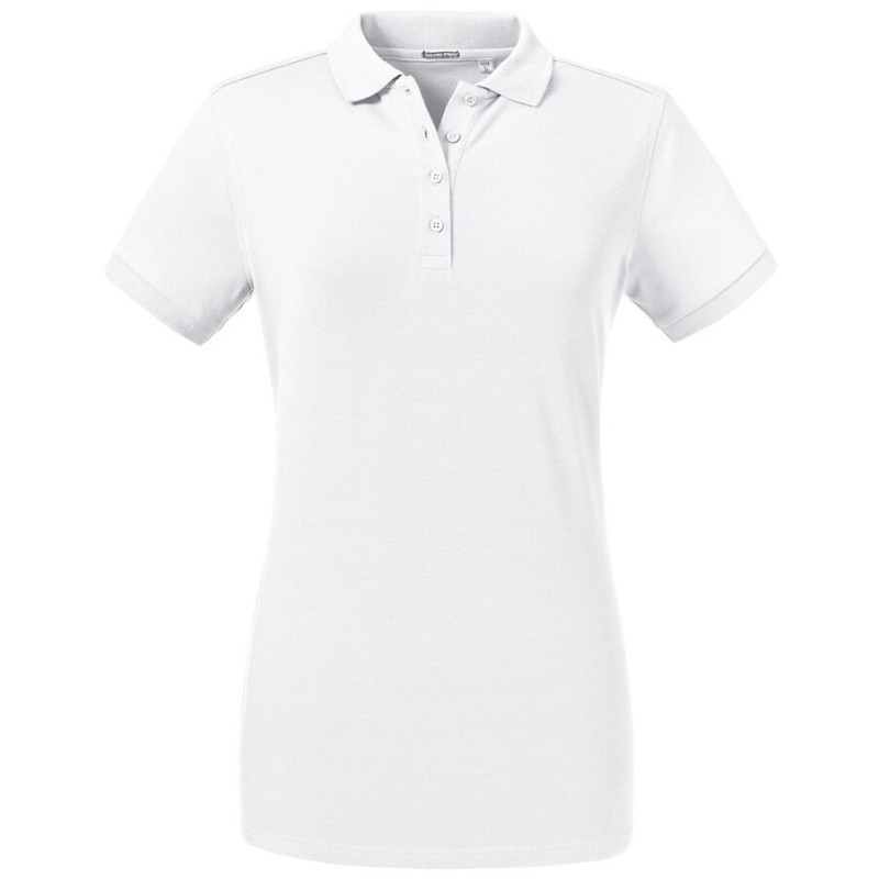 Polo femme stretch en coton et élasthanne sans étiquette, 210 g/m²