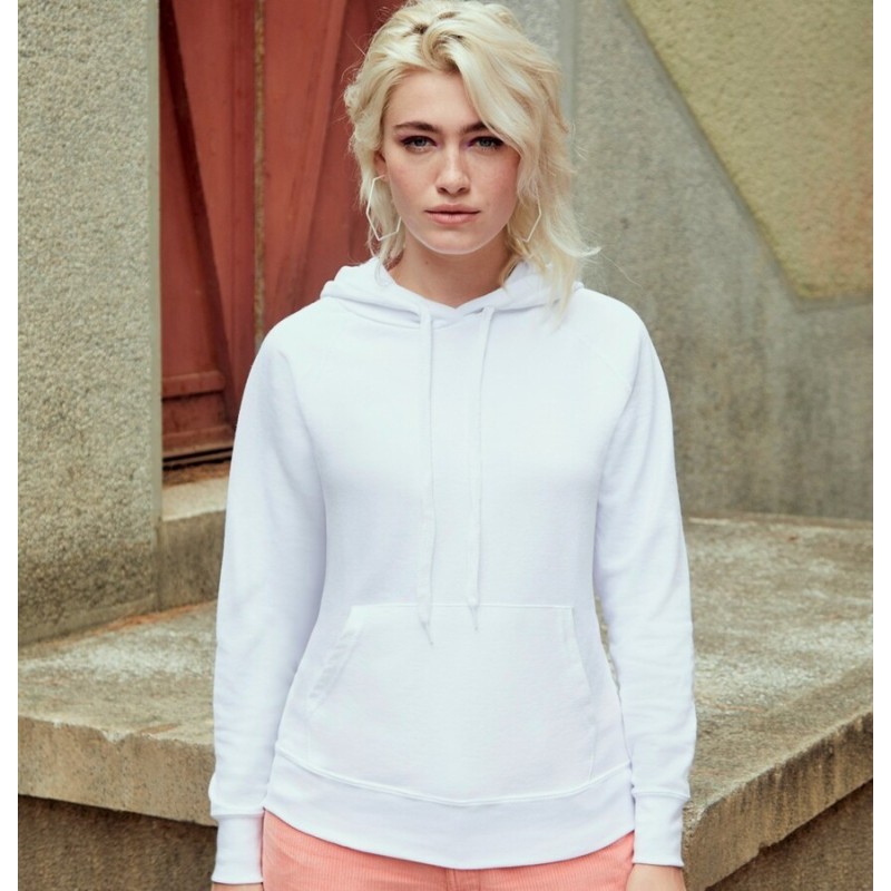 Sweat hoodie femme à capuche léger et pas cher en polycoton, 240 g/m²