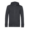 Sweat zippé à capuche homme, coton BIO et polyester recyclé, 280 g/m²
