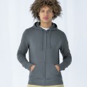 Sweat zippé à capuche homme, coton BIO et polyester recyclé, 280 g/m²